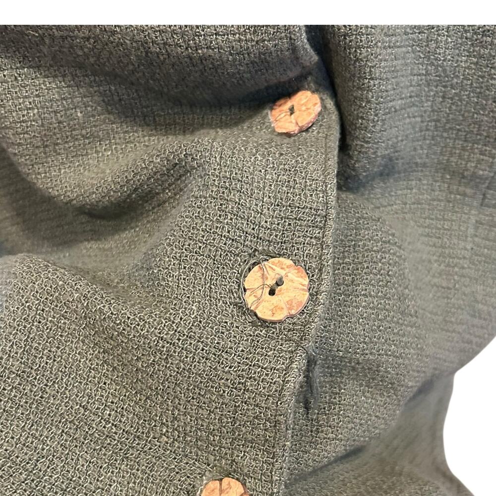 Vintage Green Cropped Button Down Shirt Womens Sz Medium Coastal Cowgirl Cottage - Picture 7 of 16